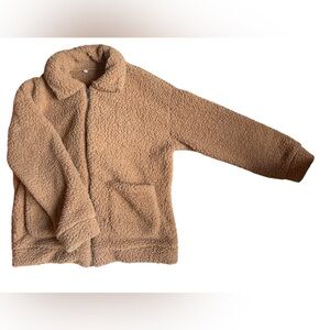 Ultra-Soft Brown Teddy Bear Fleece Zip-Up Jacket, Perfect Condition (size s)